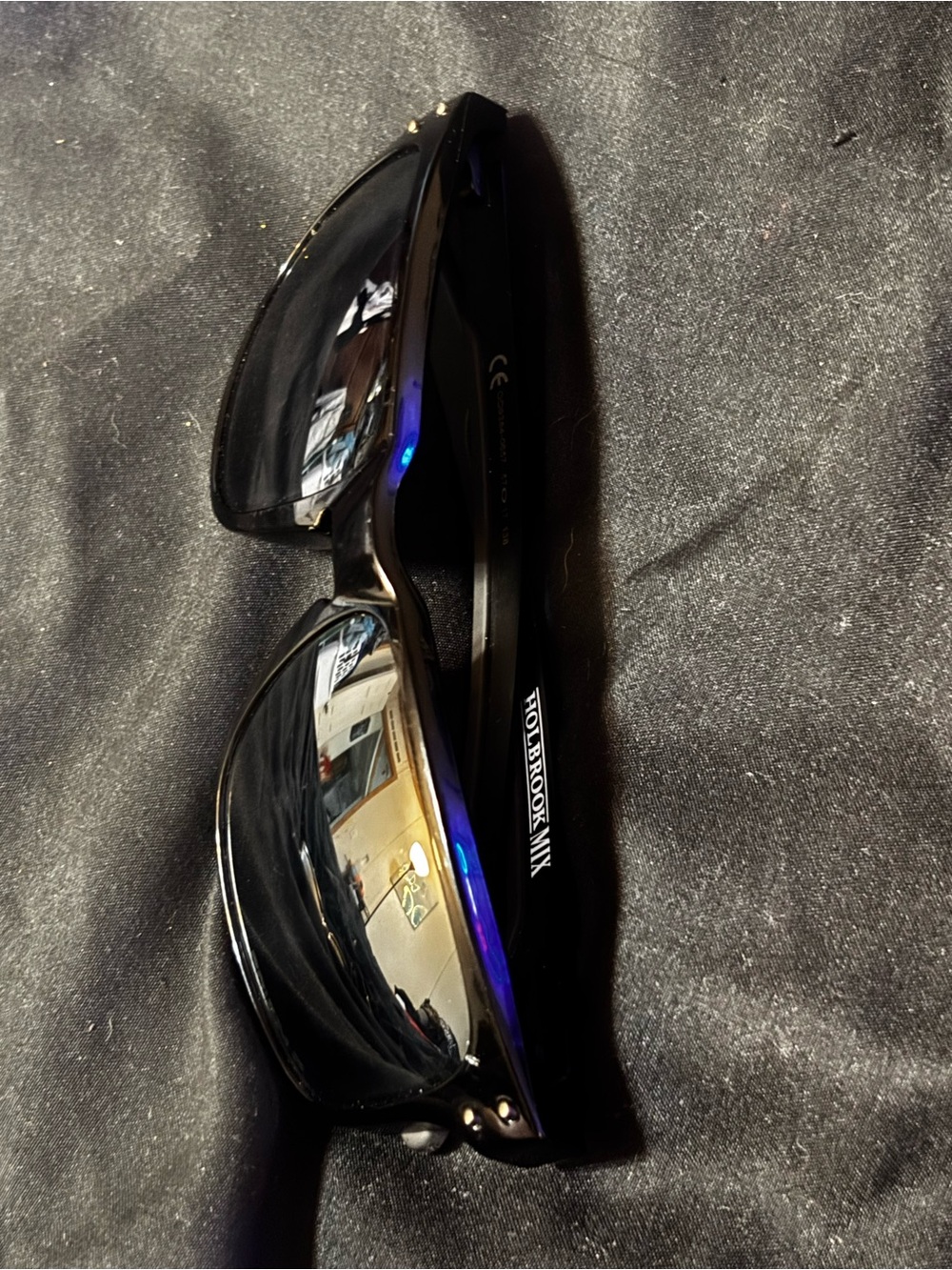 Oakley Black Gloss Wraparound Sunglasses with Dark Mirrored Lenses/ Holbrook mix